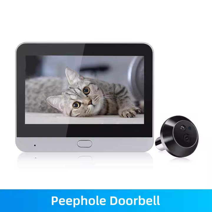 Cámara de puerta inteligente con WiFi, mirilla de vídeo con visión nocturna, PIR, detección de movimiento, visor de puerta, 1080P, 4,3 pulgadas, Tuya, Alexa - 1