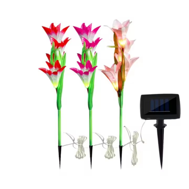 3pcs Luz de Lirio Solar Luz LED para Entorno al Aire Libre Decoración de Jardín, Patio, Césped - 1