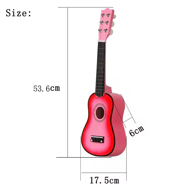 Guitarra de tilo para niños, ukelele de 6 cuerdas, instrumentos musicales, juguetes educativos para jugar, regalo para principiantes, amantes de la música - 1