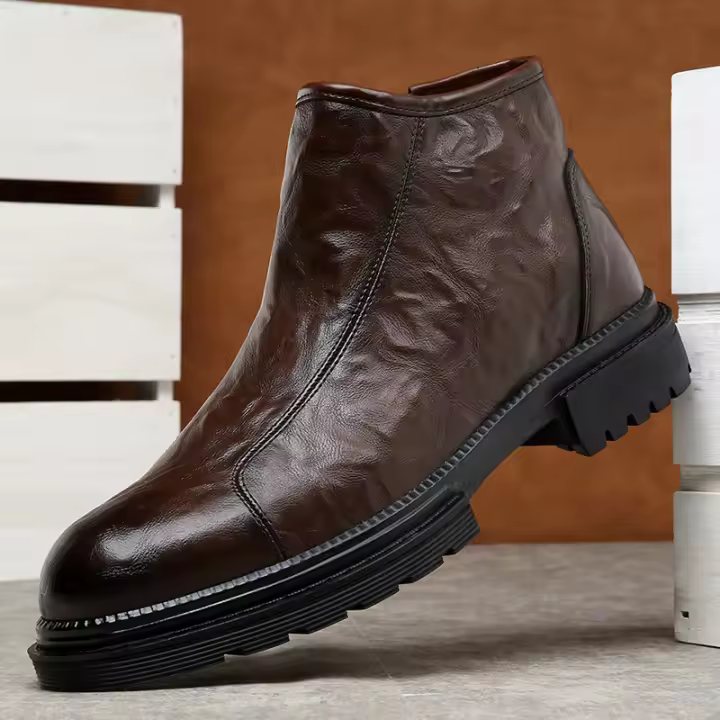 Botas de herramientas de cuero británico de lana con cremallera lateral Botas Chelsea - 1