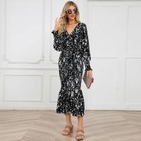 Elegante Vestido de Cuerpo Ajustado con Cuello en V Estampado Ajustado para Mujeres - details 11