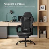 Silla de Oficina de Metal con Respaldar y Soporte Lumbar Asiento Amplio y Lleno de Cojín, Diseño de Malla Gris, GS11gr - details 17