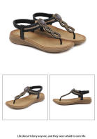 Sandalias de nuevo estilo con diamantes de imitación, cómodas, de punta redonda, para vacaciones en la playa, zapatos planos de talla grande - details 44