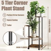 Estantería de Madera para Plantas de 5 Niveles con Ruedas Opcionales Soporte para Plantas, Banco de Flores, Escaleras para Plantas Para Interior, Jardín, Balcón, Decoración - details 8