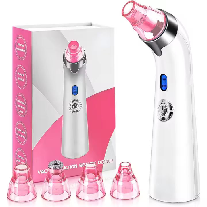 Scttomon Herramienta Extractora de Pores Faciales Eléctrico Limpiador de Pores con 5 Potencia de Succión, 4 Probas Belleza de Cuidado de la Piel en Rosa - 1