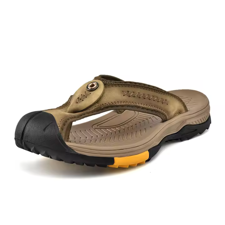 Chanclas informales de piel para hombre, sandalias antideslizantes para caminar - 1