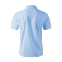 Nueva camisa de negocios de manga corta informal de color sólido para hombre, moda de verano, sin permanente, top cómodo y versátil - details 15
