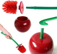 Juego de escobilla de baño con forma de cereza encantadora y creativa, escobilla de baño compacta y oculta con soporte, herramienta de baño - details 1