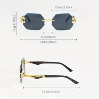 Gafas De Sol Clásicas Vintage Sin Montura Poligonales De Metal, Con Patillas De Diseño De Leopardo, Para Hombres Y Mujeres - details 1