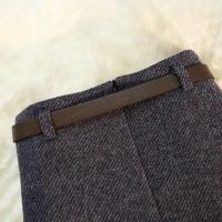 Seulish vintage faldas de lana gruesas para mujer Otoño Invierno nuevo color sólido casual cintura alta A-line faldas de mujer - details 1