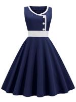 Vestido de fiesta estilo años 50 y 60 con estampado de mujer y vuelo amplio - details 1