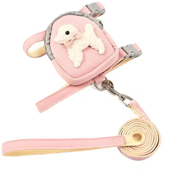 Chaleco de arnés ajustable para mascotas, juego de correa desmontable suave con mochila y correa transpirable para el pecho de gato - 1