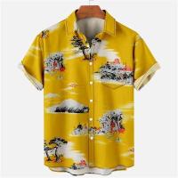 Camisa hawaiana, estampado de leopardo, top casual de manga corta, solapa de hombre, camisa de moda Aloha - details 5