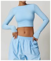 Ropa de Yoga de manga larga de afilado de secado rápido, ajustada, deportiva, ajustada, manga larga, ropa exterior, correr, Fitness, gimnasio, Tops femeninos - details 12