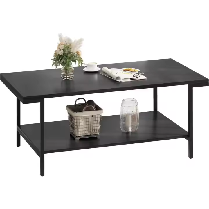 Estilo Industrial Minimalista, Mesita de café con Malla Decorativa, 45x110x60 cm (Alto-Ancho-Fondo) - 1