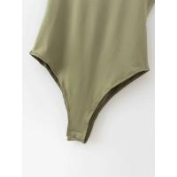 Bodysuit Veraniego Para Mujer Sexy Y Slim De Color Sólido Verde Ajustado Casual Chic Para Club Polyester Sin Decoración - details 16