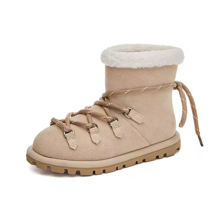 Botas de nieve de cuero nuevas botas cortas con correa térmica de terciopelo - 1