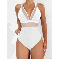 Bañador negro de una pieza para mujer, traje de baño de realce con Control de barriga, Tankini de una pieza - details 9