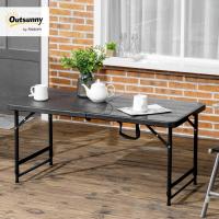 Mesa de Jardín Rectangular Plegable Mesa de Comedor Exterior para 4 Personas con Altura Ajustable y Marco de Acero para Patio Terraza Balcón 118x60x56-74 cm Gris Oscuro - details 1
