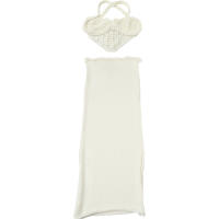 BUNO-Conjunto de 2 piezas fruncido de ganchillo de gato extraño para mujer, Tops irregulares con espalda descubierta y vendaje cruzado + faldas largas lisas, trajes de estilo playero para - details 20