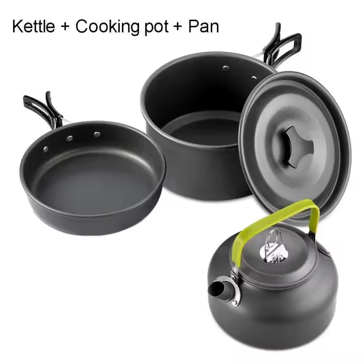 Utensilios de cocina para acampar, Villa de Vie, juego de picnic al aire libre, 2-3 teteras antiadherentes Peaple, varios juegos - 1