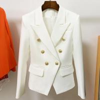Chaqueta de diseñador de alta calidad para mujer, chaqueta clásica con doble botonadura y botones de León de Metal, talla exterior, S-5XL, 2025 - details 3