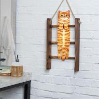 Toallas de mano de gato divertidas para decoración de baño, toalla de gato para Decoración de cocina, lindas toallas de cara colgantes, súper absorbentes suaves A + B - details 2