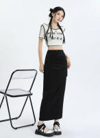 Lucyever-Falda larga ajustada de cintura alta para mujer, faldas Midi con abertura lateral, estilo coreano, Y2K - details 8