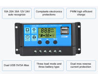 Controlador de carga solar USB, 12V, 24V, PWM, 30a - details 4