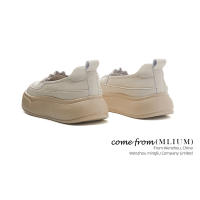 Suela de espuma de cuero pequeños zapatos blancos nueva plataforma de un pedal solo zapatos de las mujeres retro versátil mocasines - details 9