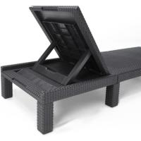 Sillón de Jardín al Aire Libre Estructura Reforzada con Cojín 4 Posiciones de Apoyo Diseño Gris - details 5