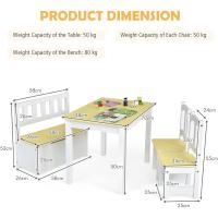2 Sillas para Niños con Banco, Conjunto de Muebles con Banco de Almacenaje, Muebles Infantiles de 4 Piezas para Niños de 3 a 7 Años (Natural) - details 5