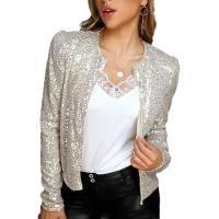 Moda Primavera 2025 Abrigo Corto Casual con Cuello Alto para Mujeres Color Bloqueado Brillante - details 5