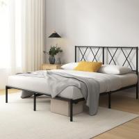 Marco de Cama de Metal Somier Altura de 30cm Montaje Fácil Espacio de Almacenamiento Bajo de la Cama Negro - details 0
