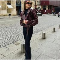 Chaqueta de Cuero Casual para Mujer Manga Larga, Pecho Ancho, Cinturón, Moda Otoño 2024 - details 13
