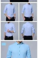 Camisa blanca de manga larga de tres botones para hombre, estilo informal coreano, verano - details 13