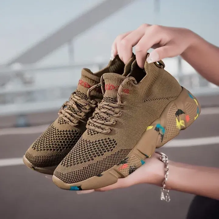 Zapatillas de deporte para hombre, zapatos para mujer, calcetines de tendencia de tenis, zapatos para caminar, mocasines, transpirables, informales, para correr, verano, verde, talla grande 35-47 - 1