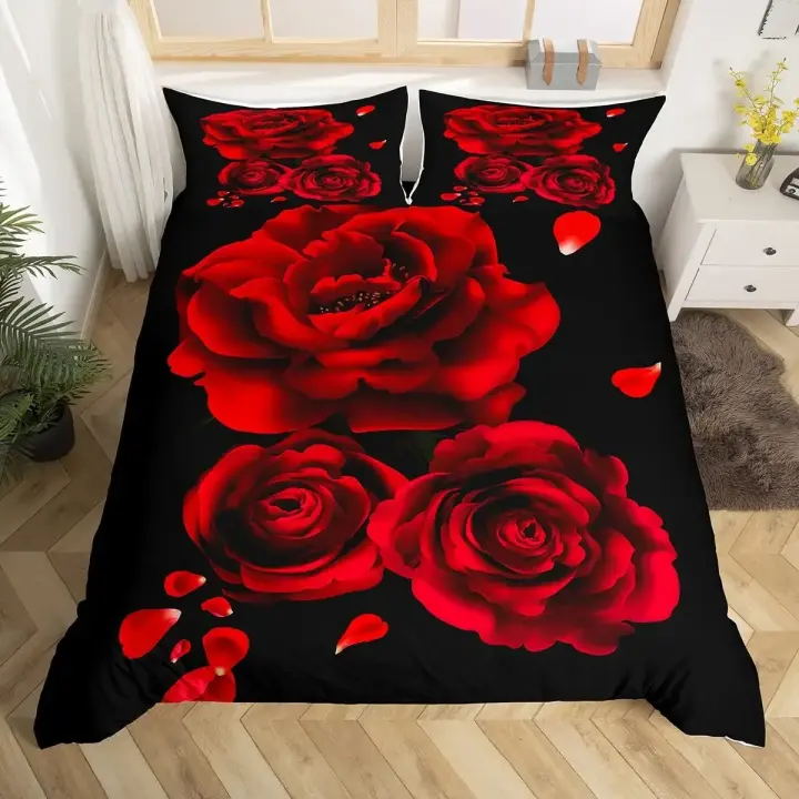 Juego de Ropa de Cama de Rosa Cubierta de Duvet de Poliéster con Fundas de Almohada para Habitación de Niños y Niñas Regalo de Dormitorio Cómodo - 1