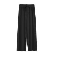 Pantalones anchos hasta el tobillo para mujer Pantalón informal de cintura elástica sólido, pantalones sueltos de seda de hielo, primavera y verano - details 5