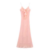 PB&ZA2025 verano nueva ropa de mujer decoración en capas elegante vestido de tirantes con falda larga - details 1