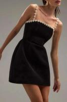Elegante Vestido de Perlas 3D Cinturón de Spaghetti Slim Mini sin Mangas de Primavera para Mujeres - details 2