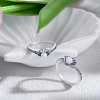 Anillo de concha de estrella de circón azul de Plata de Ley 925 para mujer, joyería de boda, anillos, regalos - details 5