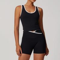Conjunto deportivo cruzado de cintura alta para mujer, traje corto sin espalda, ajustado, desnudo, para Yoga, correr, Fitness - details 2
