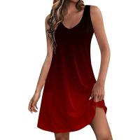 Vestido de verano informal para mujer con bolsillos, blusas bohemias de playa con gradiente ral para mujer, camisetas, vestido con cuello en V, camiseta sin mangas holgada - details 3