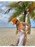 Traje de baño de tres piezas del vestido del bikini del lazo de tres puntos de la muchacha caliente atractiva rayada para las mujeres - details 6