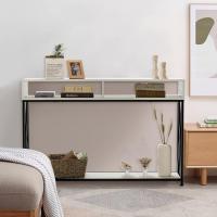 Mesa de Consola Industrial de 3 Niveles Estrecha Rectangular con 2 Cubos Abiertos y 1 Estante Inferior Estructura de Metal 120 x 23 x 79 cm Para Sala de Estar y Dormitorio - details 7