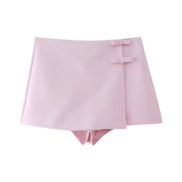 Minifalda de moda con lazos laterales, pantalones cortos elegantes de cintura alta para mujer - 1