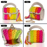 Bolsos de mano tejidos a mano para mujer, bolsos coloridos, bolsos cruzados con cadena, a la moda - details 5