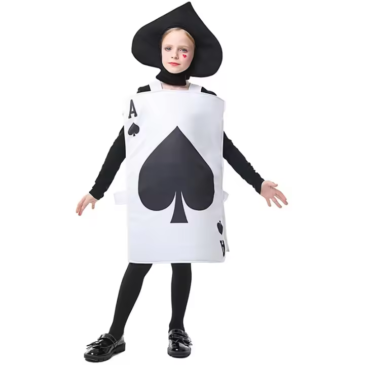 Disfraces de Halloween Día del niño Alicia en el país de las maravillas puesta en escena naipes corazón negro pala Una ropa disfraces de cosplay para niños adultos - 1