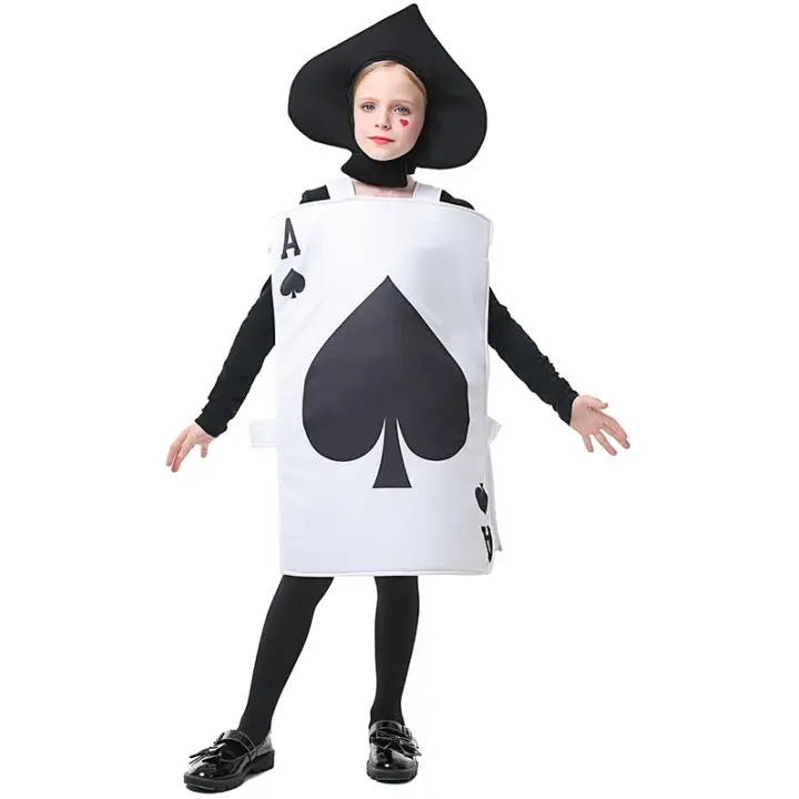Disfraces de Halloween Día del niño Alicia en el país de las maravillas puesta en escena naipes corazón negro pala Una ropa disfraces de cosplay para niños adultos - 1